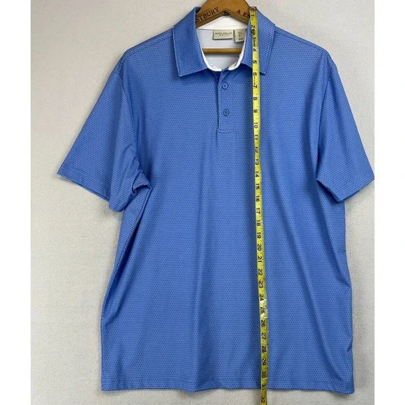 RORIE WHELAN Golf Polo Shirt Mens Large Blue Dot Performance RW Stretch L - Picture 7 of 8